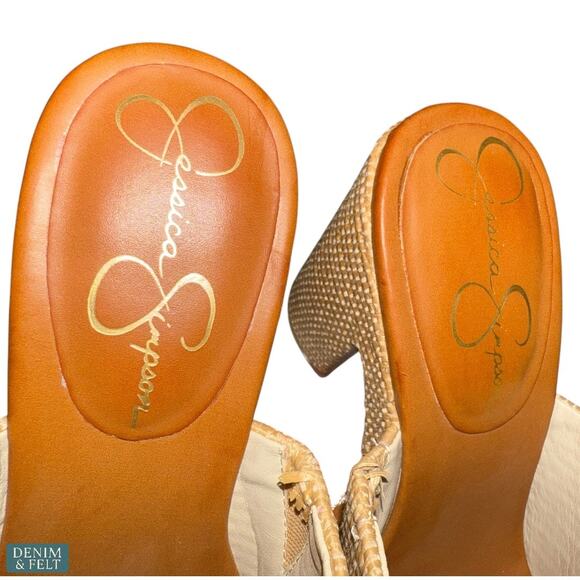 Jessica Simpson Camree Platform Slide Sandals Raffia Block Heels 7.5M NEW - Picture 12 of 14
